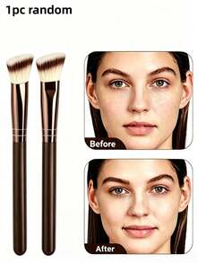 1pc Professional Makeup Brush, Blush Brush, Foundation Brush, Powder Brush, Super Soft Synthetic Bristle Foundation Brush, Suitable For Liquid Foundation, Kabuki Foundation Brush, Travel Essential, Perfect Gift - Chocolate Brown - View 11