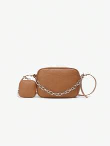 1pc Women's Minimalist Rhombus Embossed Mother-Daughter Bag Set, Soft Leather Camera Bag With Detachable Small Wallet, Daily Crossbody Bag - M1992 - View 15