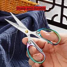 2pcs Sharp Zinc Alloy Titanium Coated Handle Scissors, Multi-Function Office, Sewing Scissors, With Ergonomic Non-Slip Zinc Alloy Handle, Suitable For DIY Crafts, Fabric Cutting Sewing, Home, Office Daily Use - 2pc - View 4