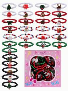 30Pcs Children Christmas Beaded Bracelet Box, Random Color, Kids Party Favors & Christmas Gifts - Multicolor - View 12