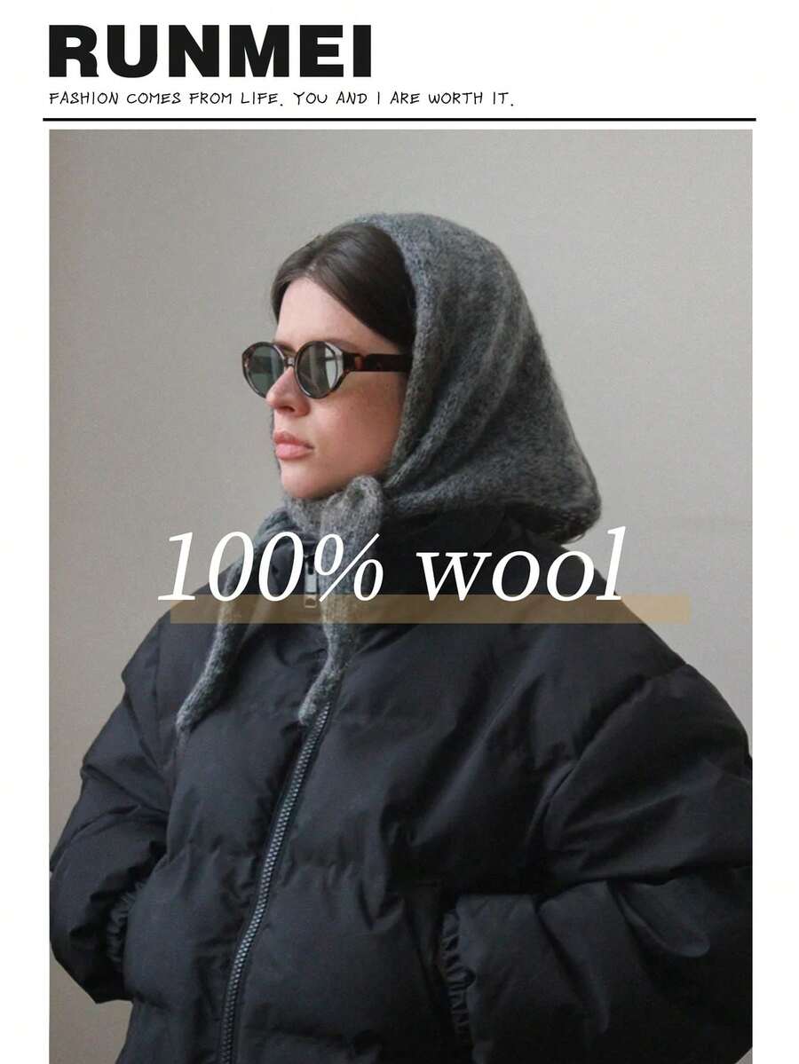 1PC Women's Simple Solid Color Regular Style Wool Scarf, Pashmina Scarf, Autumn/Winter College Style Shawl, Suitable For Seasonal Transition, Daily Wear, Windproof And Warm, New Year Gift - Smoky Gray - View 1