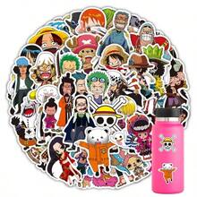 bandai 1 Set 50Pcs One Piece Cute Cartoon Stickers, Waterproof Cool Anime Decals For DIY Skateboard, Phone Case, Laptop & Motorcycle - Multicolor - View 4