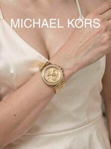 Michael Kors MK5386 Gold-Tone Rhinestone Women's Watch, Stainless Steel Band Chronograph Calendar Wristwatch, Gift Style - Gold - View 5