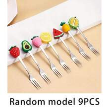 3pcs Cute Cartoon Fruit Fork Set, Stainless Steel Material, Multiple Colors Available, Perfect For Desserts And Cakes, Kitchen Utensils, School Supplies - Multicolor - View 11