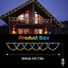 Multicolor PVC Wire String Lights, USB Powered Decorative Lights With 8 Lighting Modes, Semi-Circular Wave Lights For Eaves, Balcony, Patio, Camping, Christmas Party, Halloween & New Year Decorations,Diwali Home Decoration - Eave Lights - View 8