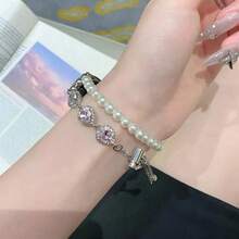 1pc Elegant Heart Pearl Bracelet Watch Strap Compatible With Xiaomi Smart Band 8 9 10, Women Replacement Wristband - Mi Band 8/9/10 - View 6