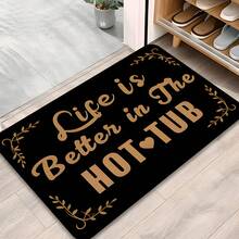 1pc Flannel Bathroom Runner, Hot Tub Door Mat For Better Living, Gold Leaf Vine Border Print, Novel Spa Quote Floor Mat, Absorbent Non-Slip Rubber Backing, Machine Washable Rectangular Area Rug, Bathroom Runner, Hot Tub Patio Rug, Hallway Runner, RV Camping Floor Mat, Housewarming Gift For Spa Lovers - Multicolor - View 2