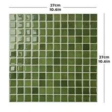 shiny home 10pcs Self-Adhesive Waterproof Splash-Proof Wallpaper, Removable Polyurethane Wall Stickers, No Extra Glue Needed, Suitable For Kitchen And Bathroom DIY Wall Decals - Light Green - View 2