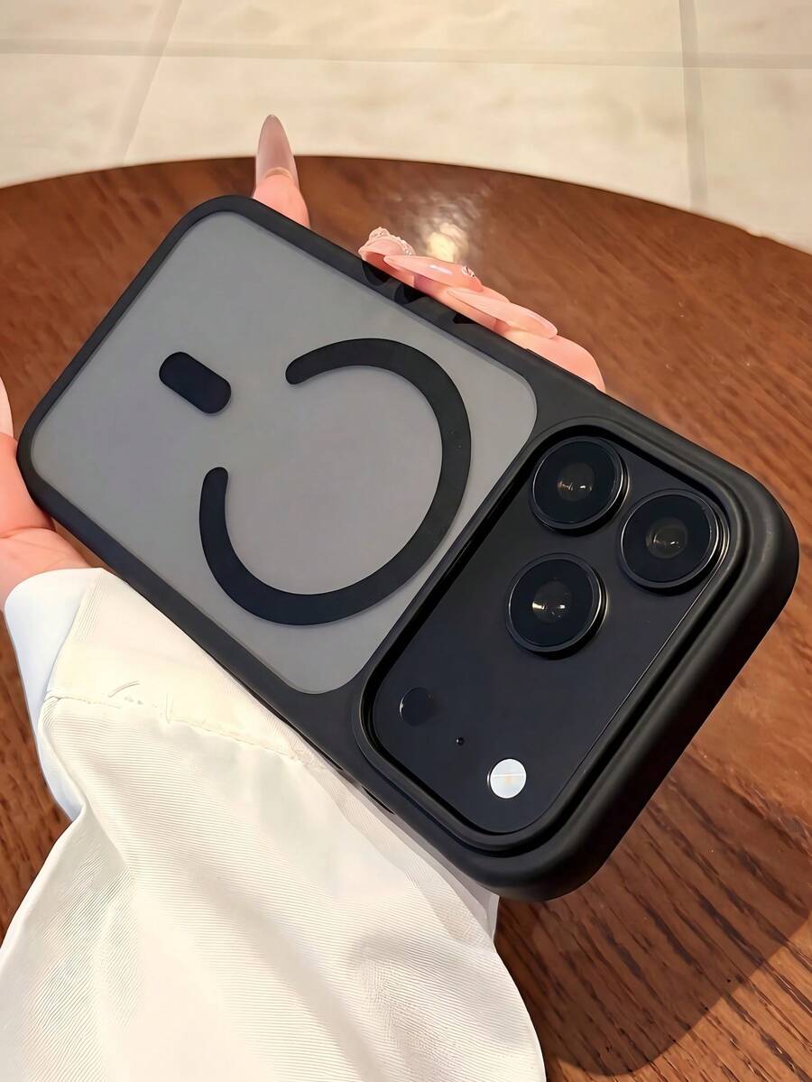 1pc Premium Skin-Friendly Matte Translucent Magnetic Phone Case, Compatible With IPhone 18 17 Pro Max 16 15 14 13 12 11 Pro, Supports Wireless Charging Transparent Shockproof Protective Case - Black - View 1