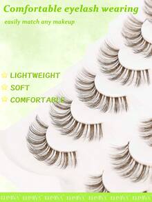 棕色仿貂毛 15MM 蓬鬆 3D 纖維感假睫毛 顯眼自然感 像接睫毛效果 7對裝 - 棕色 - 查看 4