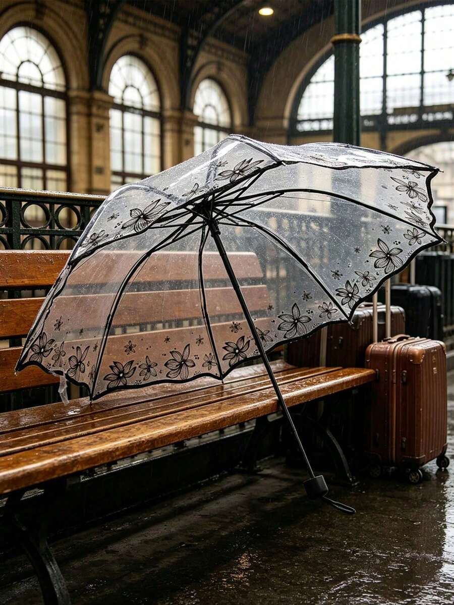 This Simple, Transparent, Manual Folding Umbrella Is Lightweight And Easy To Store, Making It Convenient To Carry Around. Perfect For Outdoor Adventures And Travel, And Ideal For Everyday Rainy Days. Its Transparent Design Offers A Minimalist And Sty - Manual Umbrella - View 1