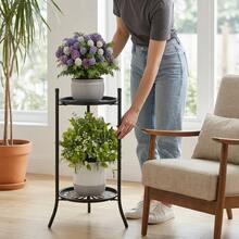 2-Tier Wrought Iron Plant Stand, Round Flower Pot Display Rack, Space-Saving Corner Plant Holder, Suitable For Home And Balcony Decor - Multicolor - View 4