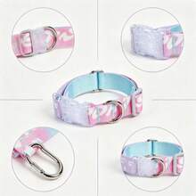 1pc-Gradient Pet Collar, Nylon Dog Collar, Pastel Pink Blue Cat Collar, Adjustable Puppy Collar With Metal D Ring, Transparent Buckle, Cute Letter Print, Soft Comfortable Neck Strap For Small Medium Dogs, Aesthetic Pet Supplies - Pink - View 11