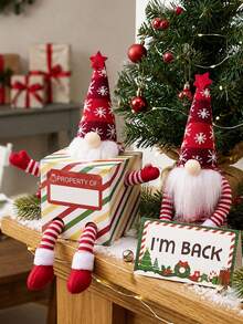 2pcs Christmas Elf Arrival Box Set, Paper Gift Box & "I'm Back" Place Card Only, Christmas Fairy Arrival Decoration, Holiday Surprise Box, Christmas Eve Activity Prop, Mantel Tabletop Home Party Decor, Doll Not Included - Multicolor - View 5