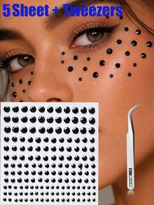 3/5 Sheets Self-Adhesive Face Gem Tattoo Stickers (3/4/5/6mm-165pcs) Rhinestone Stickers For Face, Hair, Body, Eyes, Suitable For Festivals, EDM Festivals, Parties, Halloween, Cosplay Makeup, DIY Nail Art Crafts - Multicolor - View 11