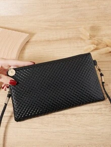 Fashionable Women's Crossbody Bag With Detachable Wristband That Can Hold Small Mobile Phones, Wallet, Zipper Closure, Suitable For Outdoor And Travel - Black - View 1