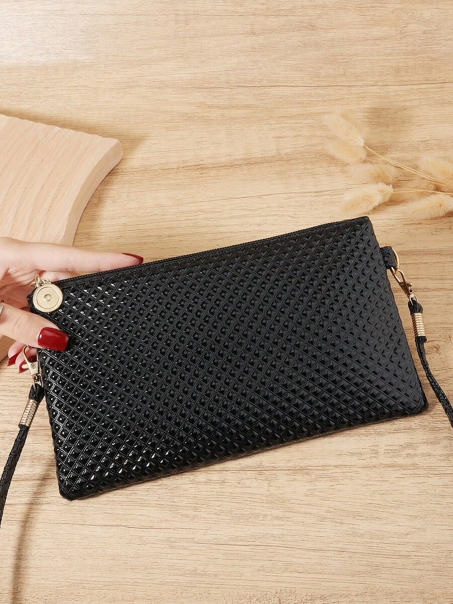 Fashionable Women's Crossbody Bag With Detachable Wristband That Can Hold Small Mobile Phones, Wallet, Zipper Closure, Suitable For Outdoor And Travel - Black - View 1