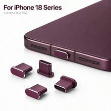 1pc Dark Cherry Type C Metal Dust Plug, 1pc Charger Port Anti-Dust Cover Caps Protectors, Dust Proof Port Stopper Compatible With IPhone 18 Pro Max And 18PM - Multicolor - View 1