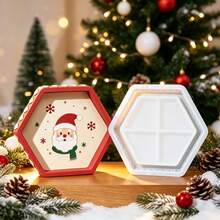 1pc Hexagon Christmas Tree Edge Tray Silicone Mold, Christmas Storage Tray Holiday Decor Making Mold, Daily Storage Container Mold, Perfect For Handmade Crafts, Easy Release And Reusable - Silicone Mold - View 1