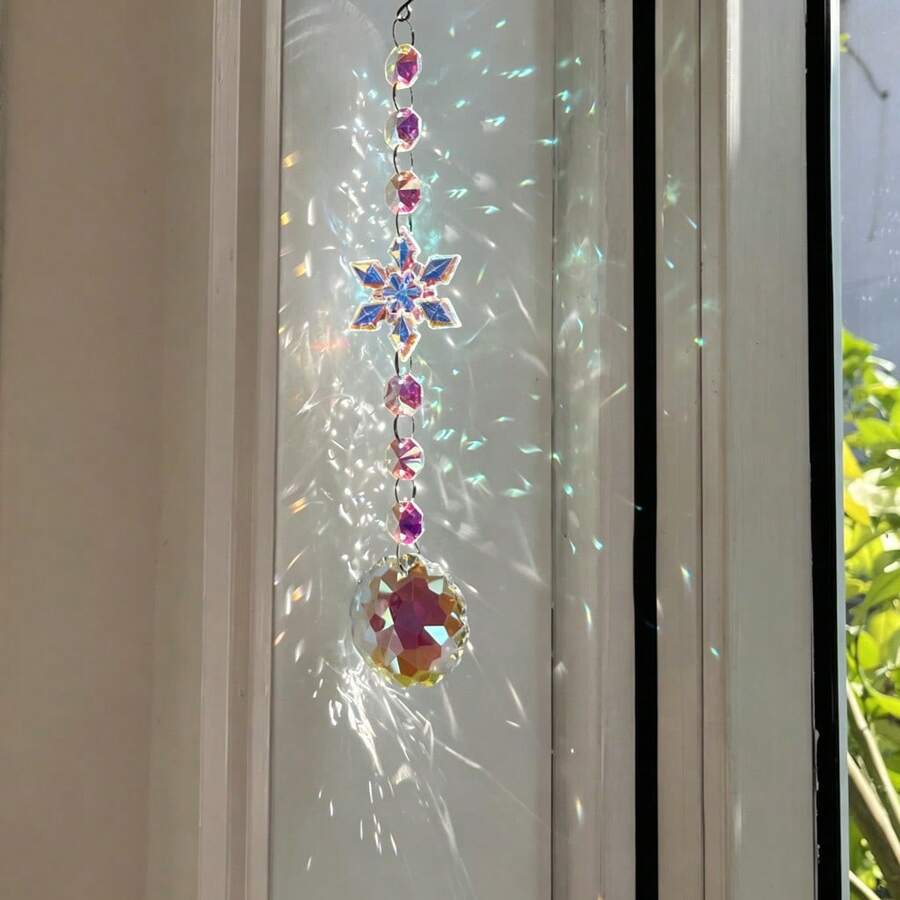 1pc Christmas Acrylic Snowflake Crystal Shell Eye-Shaped Bead Net Pendant Sun Catcher - Hanging Ornament - View 1