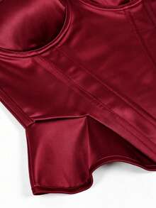 Atasan Camisole Wanita Warna Polos Slim Fit Serbaguna untuk Sehari-hari dan Kasual - Burgundy - View 9
