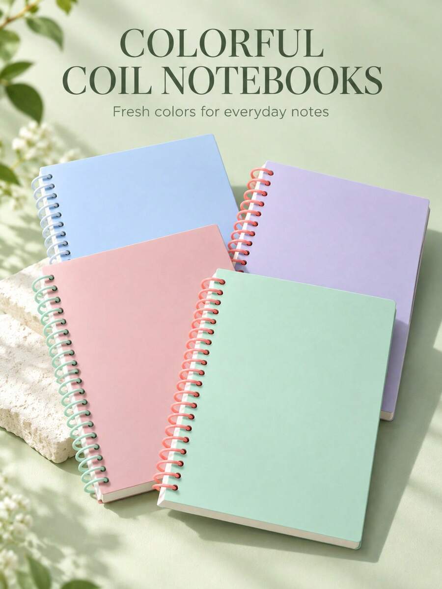 1pc Spiral Notebook A5/B5 Ruled Journal, 80GSM Thickened Ink-Bleed Resistant Paper, 60 Sheets, Flexible Waterproof PP Cover With Contrast Color Coil, 180° Lay-Flat 360° Foldable For Office, College, Writing & Note-Taking - Multicolor 1 - View 1