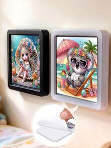 Vigour Summer Black/White Diamond Painting Frame With Transparent HD Film, Jewelry Box, Necklace Display Box,Flip-Top Design For Easy Artwork Replacement. Suitable For Diamond Paintings. Ideal For Desktop And Wall Mounting, Perfect For Home Decor And Art Display - A - View 10