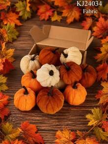 Mini Flannel Covered Artificial Pumpkin Set, 5cm Small Foam Pumpkin With Hanging Rope, Thanksgiving Halloween Autumn Harvest Desktop Home Party Holiday Decoration - Multiple Styles - View 15