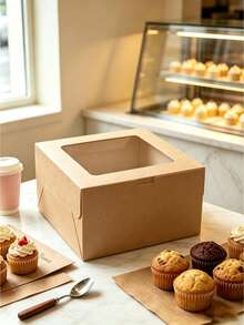 4pcs/8pcs/12pcs Square See‑Through Window Christmas Gift Boxes, Paper Packaging For Festival Gathering Presents, Stackable Storage Favor Boxes - View 8