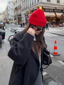 1pc Fashion Street Solid Color Ski Hat, Minimalist Knit Beanie, Unisex, Suitable For Casual Daily Wear - A - View 2