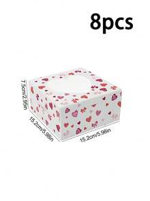 8pcs/12pcs/24pcs Valentine Style Hollow Heart Viewable Packaging Boxes Creative Printed Paper Cases For Candy Treats & Gift Storage - View 24