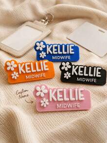 1pc Custom Name Badge, Personalized Text And Exclusive Design Name Badges, Clothing And Backpack Pins, Name Badges For Nurses, Doctors, Teachers - Multicolor - View 7