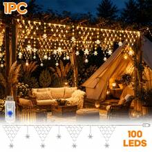 1pc 605cm/238.19in Snowflake Triangle Net LED Christmas Lights, Plastic Hanging Light String With Snowflake Pendant, USB Powered 8 Modes, Warm White/Colorful/White, Suitable For Fireplace, Stair Railing, Window, Porch, Christmas Home Decor - Snowflake - View 11
