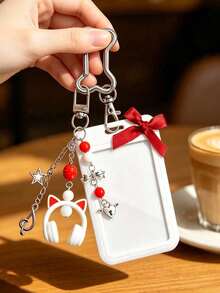 Y2K Card Holder Keychain, Beaded Bow Earphone Charm, DIY Bone Keychain, ID Card Case. Graduation Season, Back To School, Teacher's Day Gift, Storage For Bus Card, Access Card, ID Card, Earphones, Keys, Hang On Backpack, Handbag, Keychain Zipper Pull, Suitable For Students, Teachers, Office Workers, Women, Men, Campus, Commuting, Office, Travel, Party - Multicolor - View 7