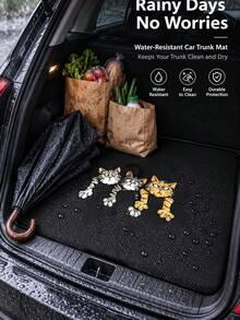 2D Flat Colorful Trunk Mat, Fun Cat Pattern, Pet Anti-Dirt Mat, Cushion Cloth For Folding Car Trunk, Waterproof And Dirt Resistant Car Trunk Mat, Interior Protection Trunk Mat Specially Designed For Vehicles, Durable, For Ride-Sharing Cars, Multi-Functional Pad, Ideal Housewarming Gift Or Car Accessory For Loved Ones - One Size Fits All - View 2