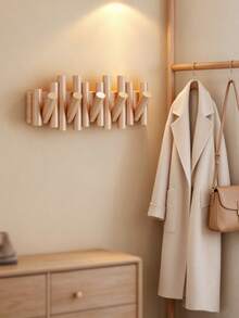 1pc Cylindrical Solid Wood Coat Rack, Wooden Decorative Wall Hook, No-Drill Storage Rack And Coat Hook, Suitable For Bedroom, Can Be Used To Store Keys, Clothes, Chains And Accessories, Suitable For Decorating Entryway, Bedroom And Living Room Walls - Multicolor - View 9