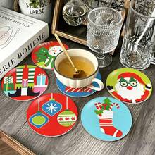 Best-Selling Christmas Style, Colorful Christmas Element Pattern Design PET Non-Slip Waterproof Coasters, Table Protector, Christmas Dinner Decoration, Holiday Party Home Kitchen Decor, Christmas Gift For Friends And Family - PET Coaster LDX2822 - View 2