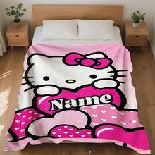 SANRIO 1pc Customized Cartoon Pattern Blanket, Personalized Name Customization, Printed With Cartoon Pattern, Cute And Cozy Style - Soft And Comfortable, Machine Washable, Suitable For Sofa, Living Room, Office, Chair - Perfect Gift For Family And Friends - Multicolor - View 4
