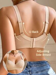Sexy Lace Women's Underwear, Underwire Bra, Supportive Comfortable Bra, Anti-Sagging Comfortable Bra - Beige - View 5