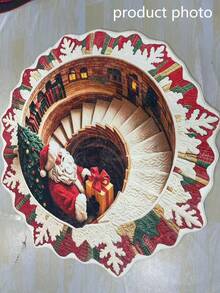 1pc Santa Claus Pattern Floor Mat, Bathroom Mat, Bathroom Rug, Door Mat, Small Rug, Carpet, Floor Mat, Home Decor, Area Rug, Outdoor Mat, Home Decor, Area Carpet, Bedroom Rug, Washable Carpet, Christmas Gift - Multicolor - View 3