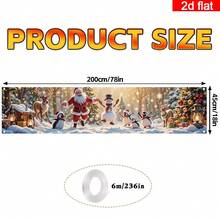 1pc Multi-Purpose Polyester Christmas Banner, Merry Christmas Holiday Decoration, Perfect For Photo Booth, Birthday And Wedding, Multiple Styles Long Banner Available, Suitable For Room Decor, No Electricity Required - 17 - View 2