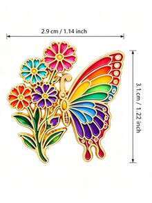 Rainbow Butterfly Flower Brooch, Colorful Floral Insect Decoration, Versatile Accessory For Suit, Coat, Bag, Holiday Gift Decorative Badge - Multicolor - View 9