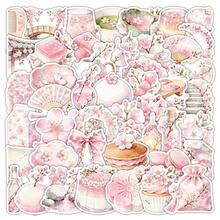 50 Floral Sakura Cherry Blossom Doodle Stickers, Perfect For Decorating Stationery, Water Bottles, Phones, Laptops, Suitcases, Refrigerators, Skateboards, And Guitars - Multicolor - View 4