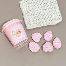 5pcs Cute Milk Tea Cup Makeup Puffs, Flocked Heart-Shaped Makeup Sponge Applicators For Foundation, Concealer & Blush, Wet & Dry Face Puffs For Setting, Contouring & Daily Makeup Application, Beauty Makeup Accessories - Multicolor - View 8