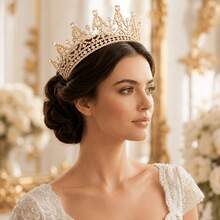 1pc Women's Baroque Style Sparkling Rhinestone Crown And Headpiece, Suitable For Bridal Wedding, Prom, Birthday Party, Beauty Pageant And Other Occasions - Multicolor - View 7