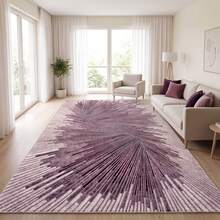 Washable Modern Minimalist Patterned Area Rug – Scandinavian Geometric Design, Contemporary Washable Carpet For Living Room, Bedroom & Home Decor - Rust Brown - View 2