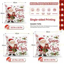 4pcs/1pc Cute Deer Christmas Illustration Pattern Pillow Case Without Insert, Single-Sided Printed Pillow Case, Suitable For Living Room Bedroom Home Decor, All-Season Pillow Case - Multicolor - View 3