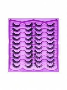 20 Pairs Of Cross Shaped 13mm Synthetic False Eyelashes, Silky And Slim, Handmade Faux Mink Eyelashes That Exude Charm In The Blink Of An Eye. Reusable False Eyelashes. - Multicolor - View 6