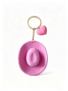 1pc Vintage Western Cowboy Style Mini Hat Keychain, Playful Heart Decor Creative Gift American Student Bag Charm, Couple Pendant - Multicolor - View 13