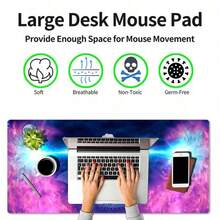 Disney Frozen Large Extended Mouse Pad Featuring Winter Castle Scene And Character Graphic Print, Full Desk Coverage Mat For Keyboard And Mouse Area, Smooth Fabric Top With Rounded Edges, Secure Rubber Base Design - View 6